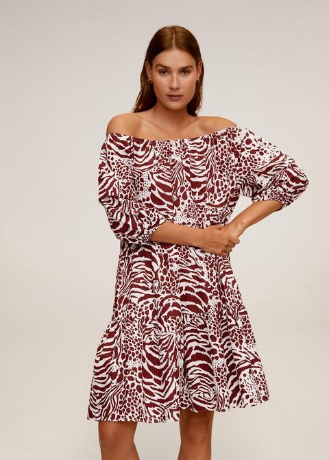 Vestido Off-shoulder Estampado