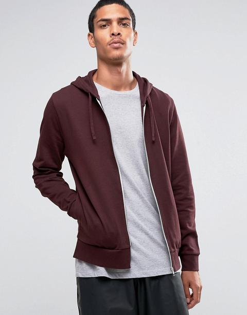 Sudadera Con Capucha Y Cremallera En Burdeos De Asos