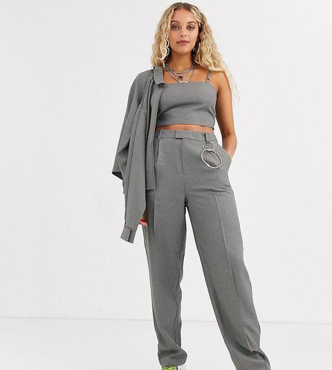 Collusion Neon Pinstripe Balloon Leg Trousers With Chain Detail-grey