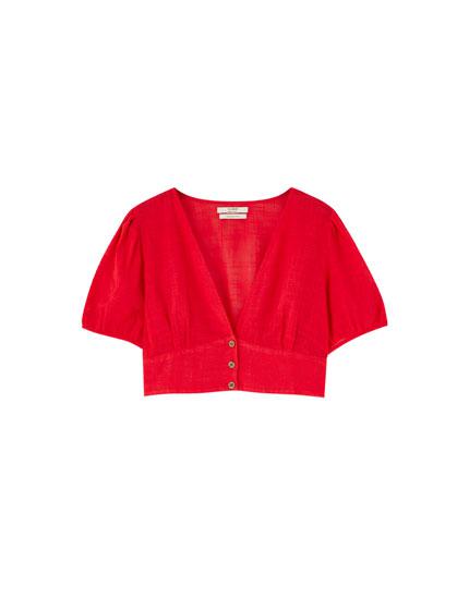 Blusa Roja Escote Pico