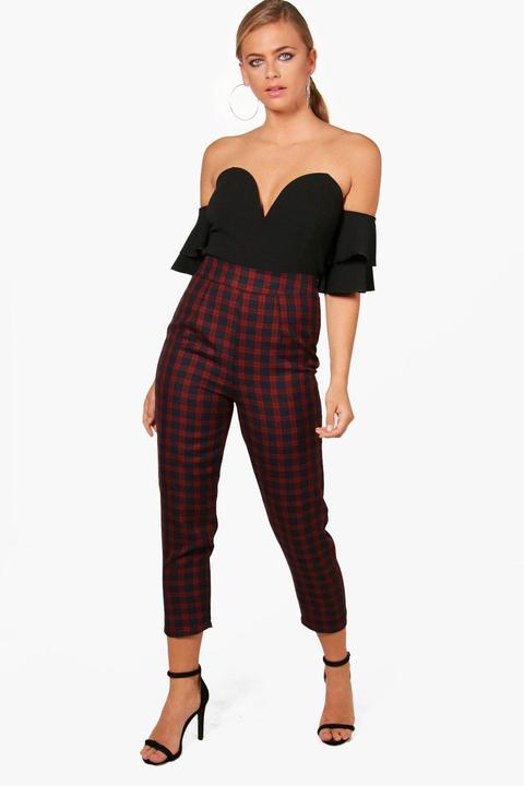 Jessica Woven Tartan Check Ankle Grazer Trouser