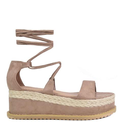 Dixie - Tan Flatform Lace Up Sandals