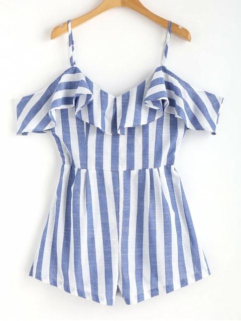 Cami Striped Hombro Frío Romper