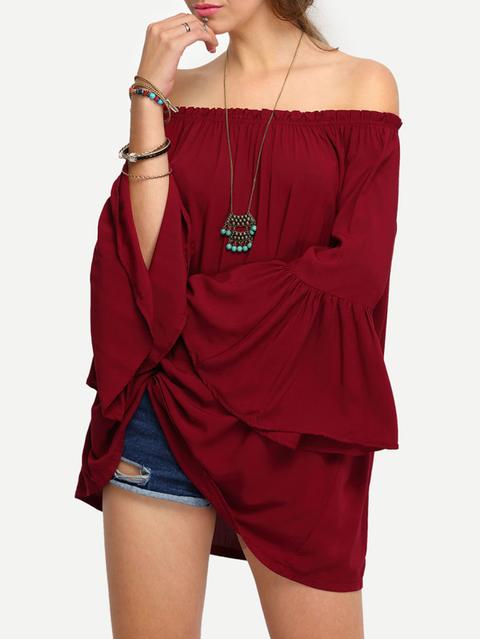 Off-the-shoulder Bell Sleeve Blouse