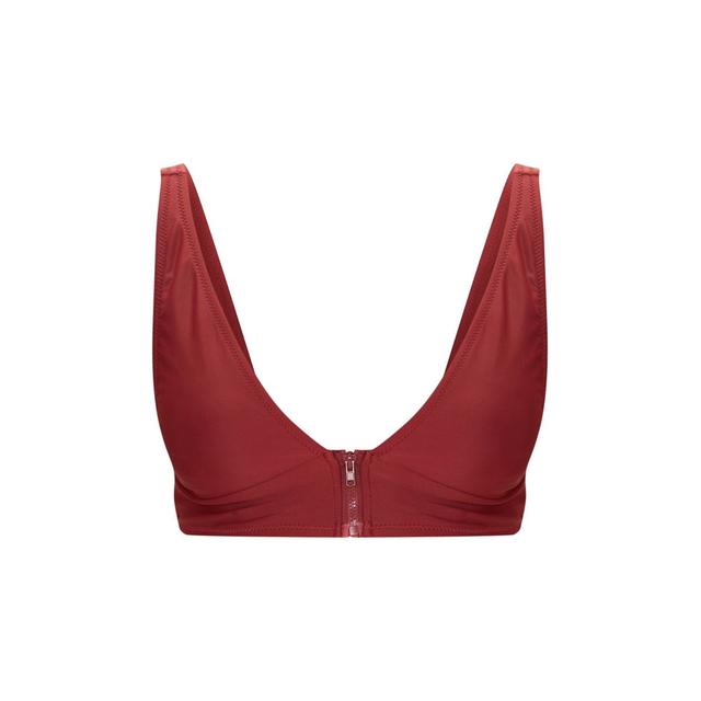 Burgundy Zip Front Plunge Bikini Top from PrettyLittleThing on 21