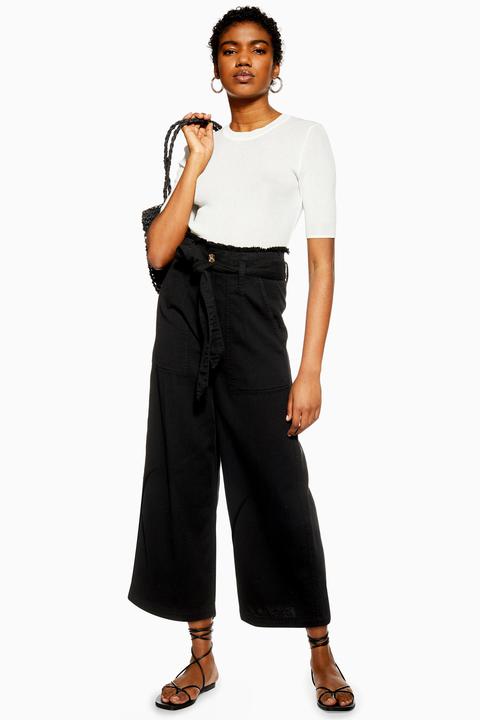 black trousers with tie waist