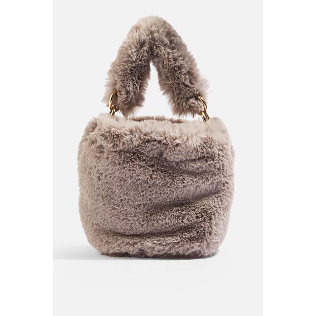 grey fur bag