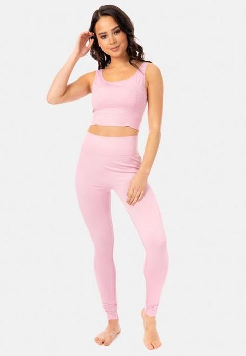 Pink Seamless Highwaisted Gym Leggings, Pink