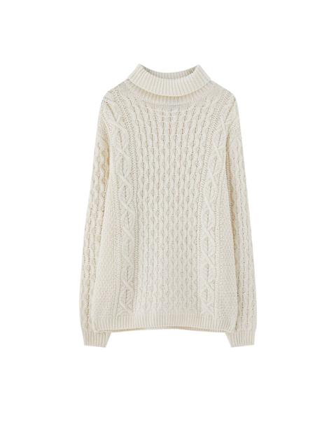 Maglia A Collo Alto A Trecce