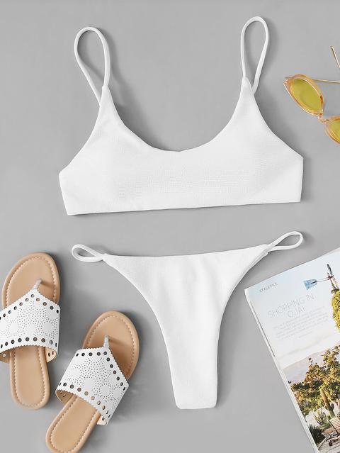 Plain Bikinis Bianco Costume Da Bagno