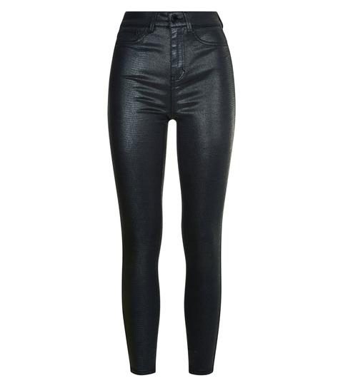 Black Leather-look Skinny Jeans
