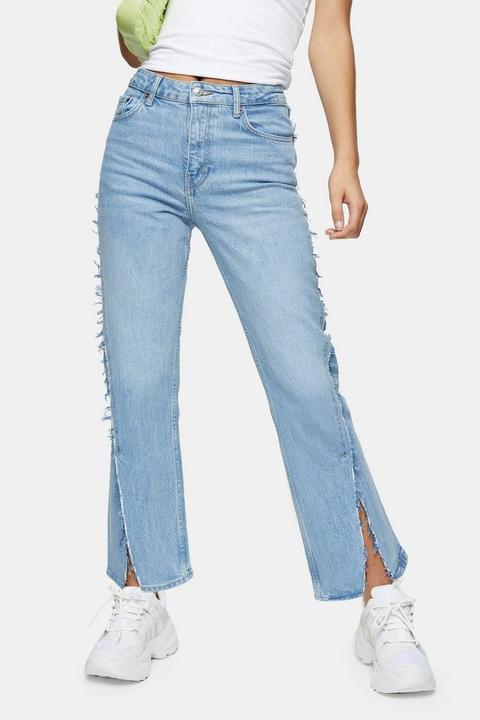 Bleach Exposed Seam Straight Jeans