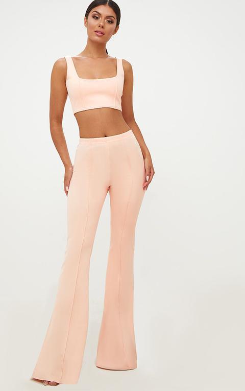 Nude High Waist Extreme Flare Long Leg Trousers, Pink