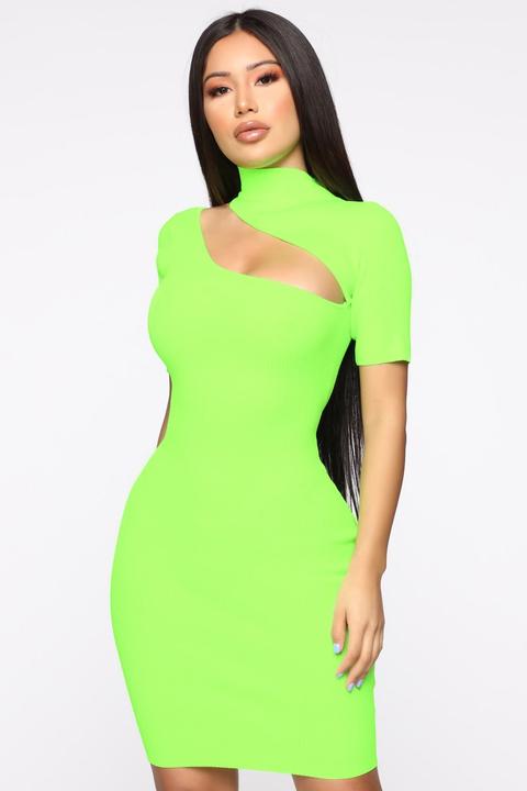 neon green fashion nova dress