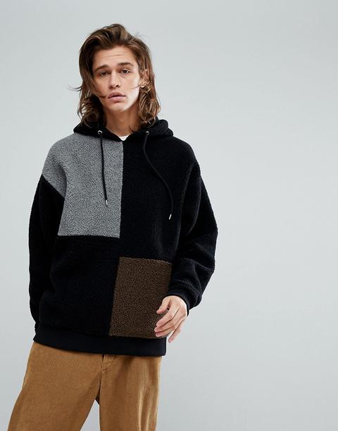 Sudadera Extragrande Con Capucha De Borreguito Y Diseño Colour Block De Asos