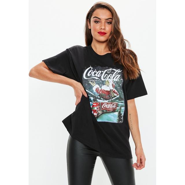 Black Coca Cola Christmas Graphic T Shirt Black From Missguided On 21 Buttons