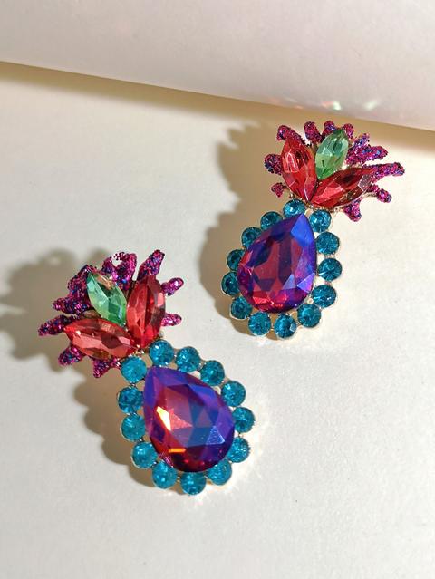 Pendientes Con Frurta Con Diamante De Imitación