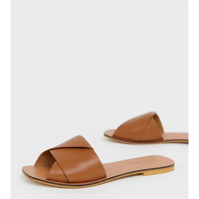 asos design favoured leather flat sandals