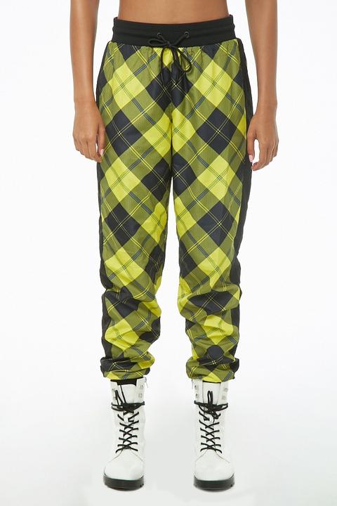 Forever 21 Striped Side Plaid Joggers Yellow Black From Forever