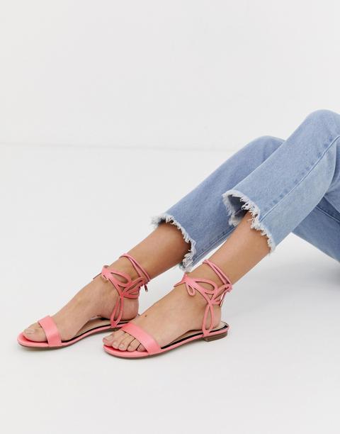 Miss Selfridge - Sandali Bassi Rosa Con Dettagli Alla Caviglia - Rosa