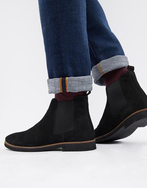 Walk London Hornchurch Chelsea Boots In Black Suede