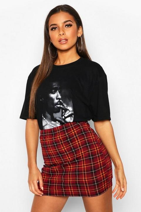 Womens Tartan Check Jersey Mini Skirt - Red - 10, Red