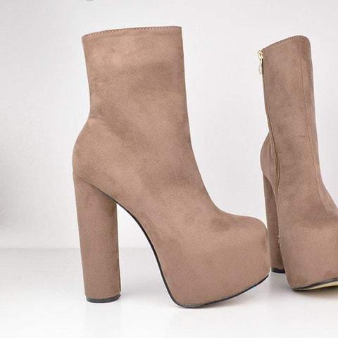 Ariel - Mocha Block Heel Boots