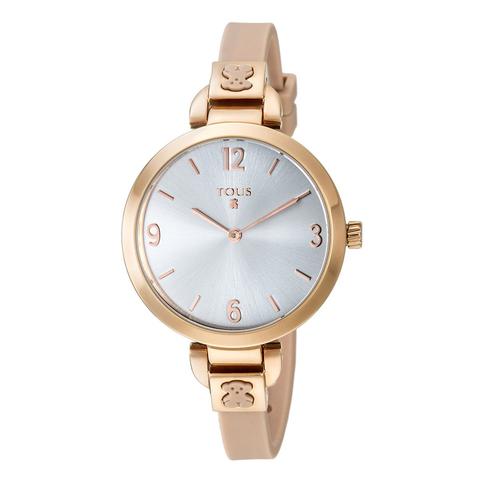 Reloj Bohème De Acero Ip Rosado Con Correa De Silicona Nude