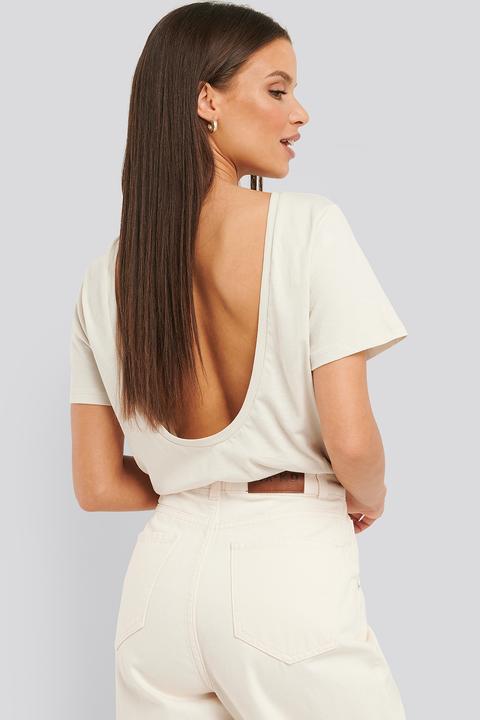 Na-kd Deep Back Tee - Beige