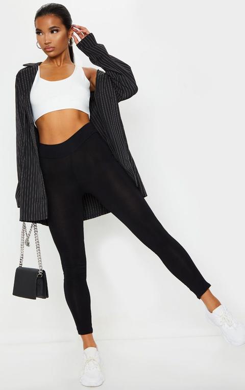 Basic Black High Waisted Jersey Leggings