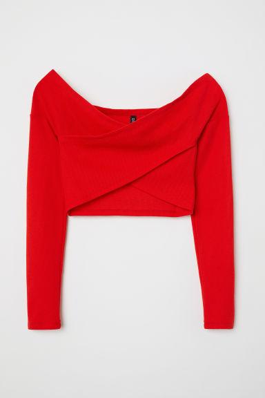 H & M - Top Incrociato Spalle Scoperte - Rosso