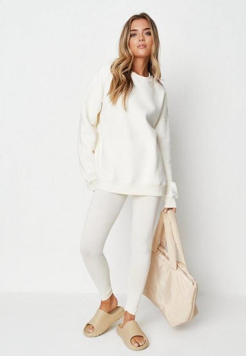 Ecru Oversized Sweatshirt And Leggings Co Ord Set, Ecru