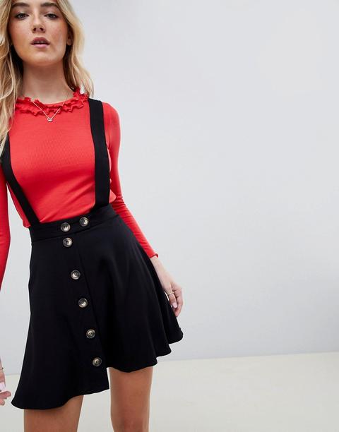 Asos Design - Minigonna Stile Scamiciato Con Bottoni - Nero