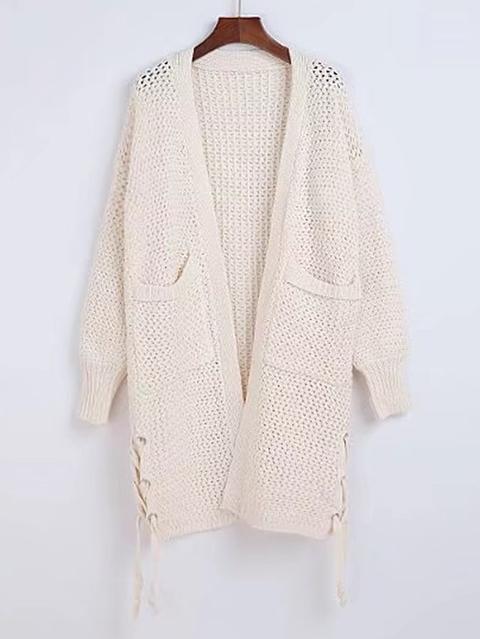 Lace Up Side Longline Cardigan