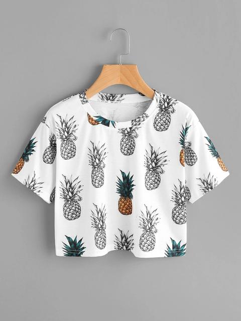 Camiseta Con Estampado Al Azar