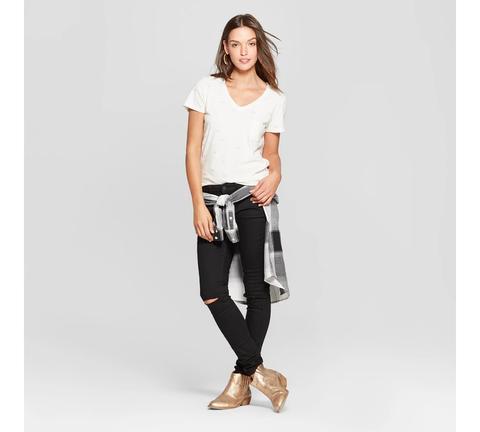 Women's Bow Print Monterey Pocket V 