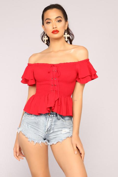 Anaith Off Shoulder Top - Red