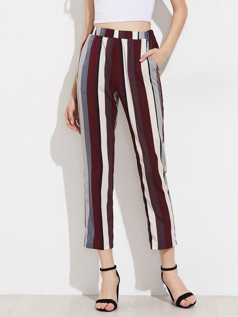 Mixed Stripe Cropped Pants