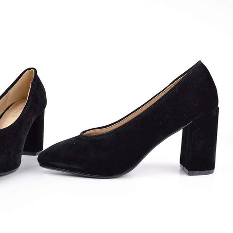 Abby - Black Suede Court Shoes