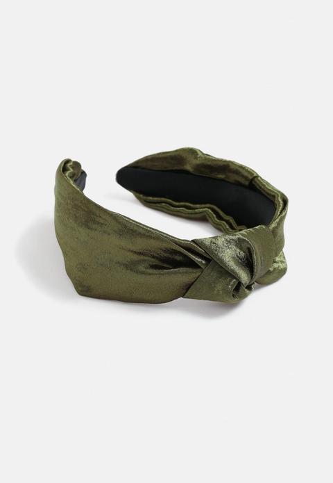 Khaki Satin Knot Headband from Missguided on 21 Buttons