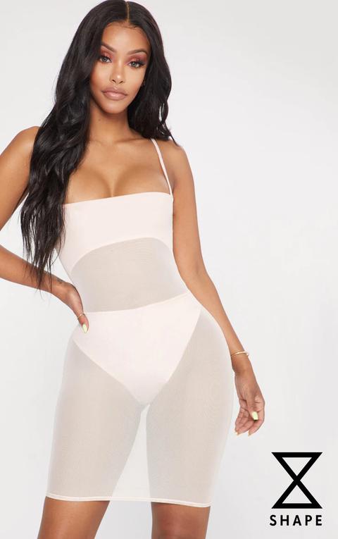 Shape Nude Mesh Panel Bodycon Dress