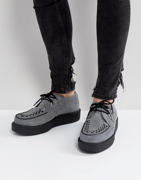 T.u.k - Scarpe In Pelle Scamosciata Con Plateau Creeper - Grigio