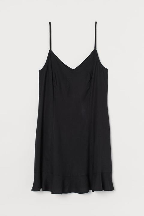 Vestido Lencero Escote En V - Negro