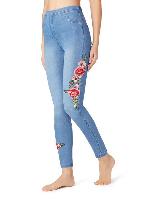 Leggings Jeans Ricamo Fiori