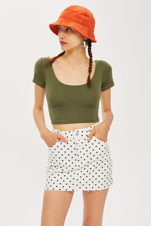 Womens Petite Crop Top - Khaki, Khaki