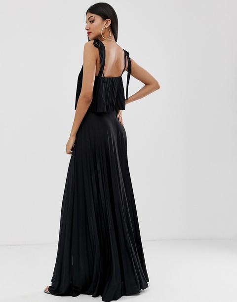 pleated crop top maxi dress