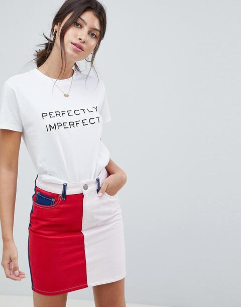 Asos Design T-shirt With Perfectly Imperfect Print - White