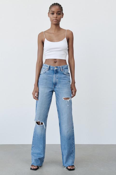 Jeans Wide Leg Full Length Rotos