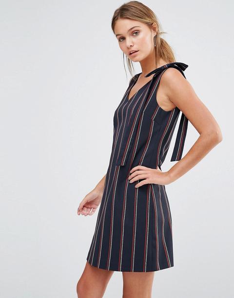 Vestido De Rayas Con Lazo En El Hombro De Oasis