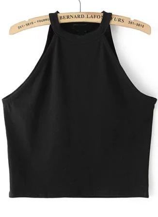 Halter Crop Black Tank Top